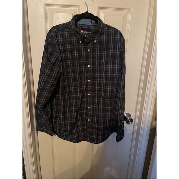 Chaps Mens Plaid Curved Hem Easy Care Long Sleeve Button Down Shirt Size Large - Picture 12 of 13